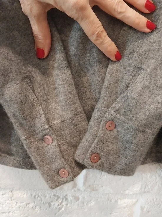 CULLEN 100% Cashmere Gray Button Up Shirt Cardigan Sweater Women S 4 Long Sleeve - Picture 3 of 8